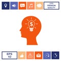 Man silhouette - Light bulb with dollar symbol business concept. Icon. Royalty Free Stock Photo