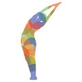 man silhouette practising yoga in side upward salute pose. Vector illustration decorative design