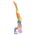 man silhouette practising yoga in supported headstand pose. Vector illustration decorative design