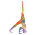 man silhouette practising yoga in supported headstand sequence. Vector illustration decorative design