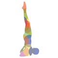 man silhouette practising yoga in supported shoulderstand pose. Vector illustration decorative design