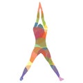 man silhouette practising yoga in wide-legged upward salute pose. Vector illustration decorative design