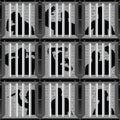 Man silhouette in prision set illustration