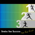Man silhouette running to be the first, be the best, leader in work with striving for victory. Vector illustration