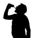 Man Silhouette Stubby European Drinking from Can