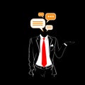 Man Silhouette Suit Red Tie Chat Bubble Dialog Head Social Network
