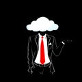 Man Silhouette Suit Red Tie Cloud Head Black Background