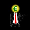 Man Silhouette Suit Red Tie Euro Sign Head Black Background