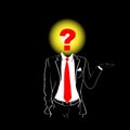 Man Silhouette Suit Red Tie Question Mark Sign Head Black