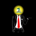 Man Silhouette Suit Red Tie Tropic Island Head Summer Vacation Concept