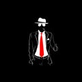 Man Silhouette Suit Red Tie Wear Glasses White Thumb Up