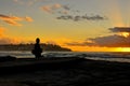 A man Silhouette sunrise stunning sky