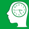 Man silhouette thinking about time. vector Royalty Free Stock Photo