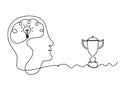 Man silhouette trophy as line drawing on white