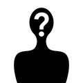 Silhouette of Unknown person with face hidden, covered and masked. Mysterious strange man, anonymous character, vector