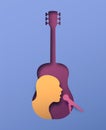 Man singer inside paper cut guitar instrument