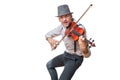 Man sings and plays violin Royalty Free Stock Photo