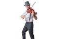 Man sings and plays violin Royalty Free Stock Photo