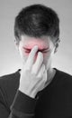 Man with sinus pain Royalty Free Stock Photo