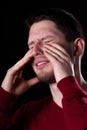 Man with sinus pain Royalty Free Stock Photo