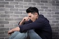 Man sit and feel depressed Royalty Free Stock Photo