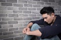 Man sit and feel depressed Royalty Free Stock Photo