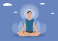 Man meditating in lotus pose Isolated vector illustration Isolated vector illustration