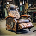 Vintage Leather Chair With A Cinematic Auto Body Works Style