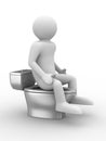 Man sits on toilet bowl