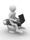 Man sits on toilet bowl with money Royalty Free Stock Photo