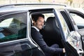 Man Sitting On Back Seat Of Car Royalty Free Stock Photo