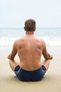 Man sitting on beach.