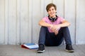 Man sitting with books Royalty Free Stock Photo