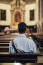 Man sitting at Church Royalty Free Stock Photo