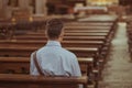 Man sitting at Church Royalty Free Stock Photo