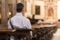 Man sitting at Church Royalty Free Stock Photo