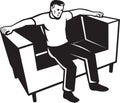 Man Sitting On Couch Chair