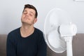 Man Sitting On Couch Closing His Eyes And Enjoying Breeze