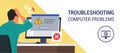 Man reading an error message notification on the computer screen Royalty Free Stock Photo