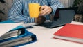 Man sitting at desk working with laptop from home Royalty Free Stock Photo