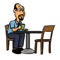 Man sitting drinking coffee in a coffee table