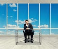 Man sitting in the empty office Royalty Free Stock Photo