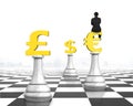 Man sitting on Euro symbol of money chess on chessboard Royalty Free Stock Photo