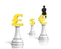 Man sitting on Euro symbol of money chess,3D rendering