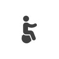 Man sitting on fitball vector icon