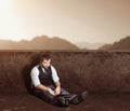 Man sitting on the floor Royalty Free Stock Photo