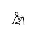 Man sitting on the floor and thinking stick figure