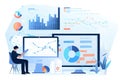 A man sitting in front of a computer screen. AI generative image Royalty Free Stock Photo