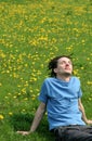 Man sitting on the grass Royalty Free Stock Photo