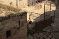 A man is sitting in his destroyed House in Beit Hanoun, Gaza, occupied palestinian Territory, Israel, 04.09.2017 Royalty Free Stock Photo